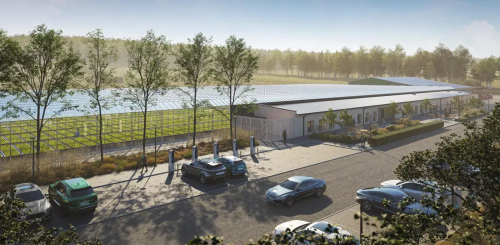 Newton Glasshouse render in summer at our nursery