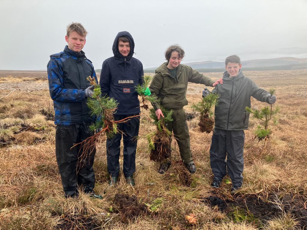 A group of school kids on a peatland