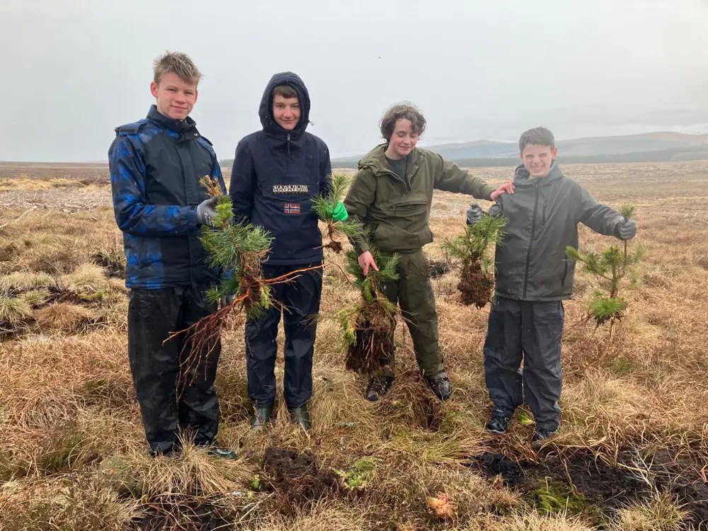 A group of school kids on a peatland