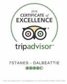 The tripadvisor logo, with the words 'Certificate of Excellence, tripadvisor' inside a green cirle with a owl graphic.